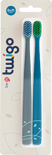 Набор зубных щеток Miradent Twigo F28801 (2шт, эгейский синий/серый графит)
