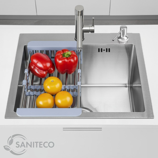 Изображение товара Мойка кухонная со смесителем Saniteco 4848 + Forma 21FM05 (с сифоном, дозатором и коландером)