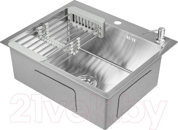 Изображение товара Мойка кухонная со смесителем Saniteco 6050 + Forma 21FM519F (с сифоном, дозатором и коландером)