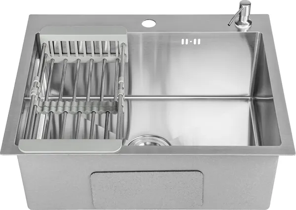 Изображение товара Мойка кухонная со смесителем Saniteco 6050 + X-Joy S F85B07500 (с сифоном, дозатором и коландером)