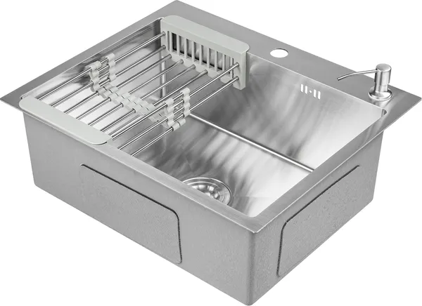Изображение товара Мойка кухонная со смесителем Saniteco 6050 + X-Joy S F85B07500 (с сифоном, дозатором и коландером)