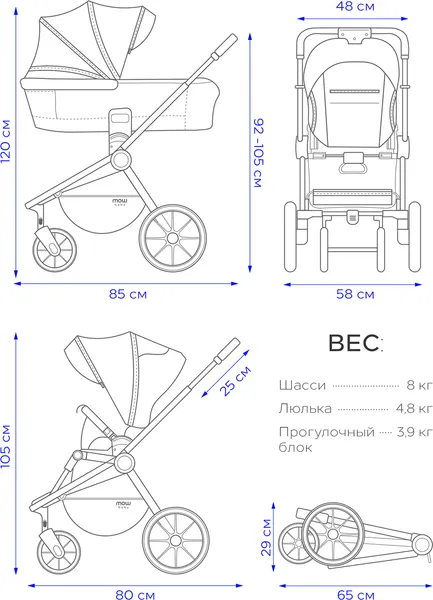 Изображение товара Детская универсальная коляска MOWbaby Zoom 3в1 RA087 (Forest Green)