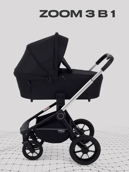 Изображение товара Детская универсальная коляска MOWbaby Zoom 3в1 RA087 (Silver Black 2025)