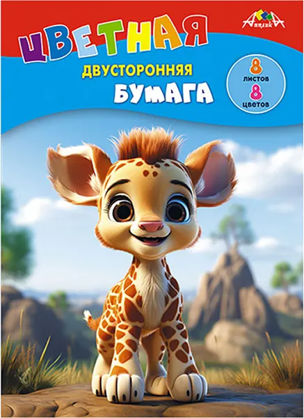 Изображение товара Набор цветной бумаги Апплика Жирафик / С2766-22 (8цв)