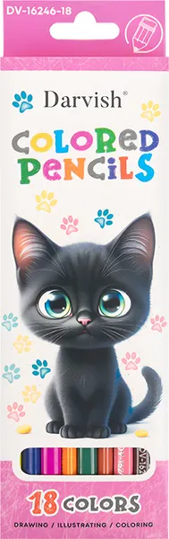Изображение товара Набор цветных карандашей Darvish Котенок / DV-16246-18 (18цв)
