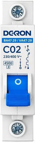 Изображение товара Выключатель автоматический DEKRON ВА47-29 1P С2A 4.5кА / mcb29-1-C02-dek