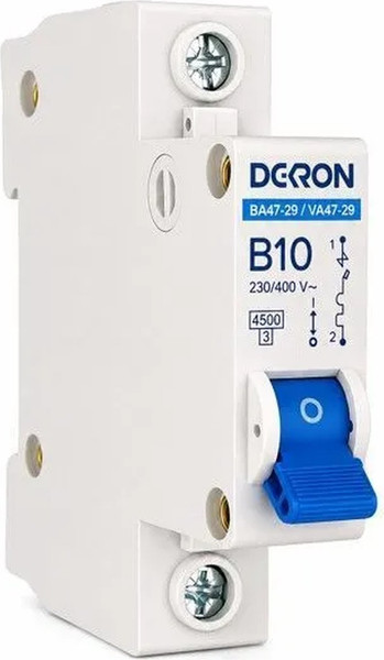 Изображение товара Выключатель автоматический DEKRON ВА47-29 1P B10A 4.5кА / mcb29-1-B10-dek