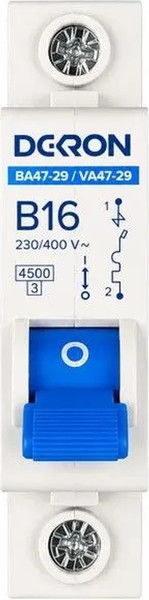 Изображение товара Выключатель автоматический DEKRON ВА47-29 1P B16A 4.5кА / mcb29-1-B16-dek