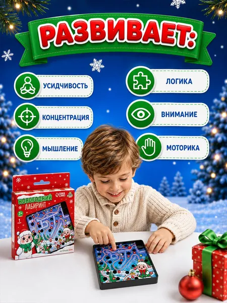 Изображение товара Настольная игра Лас Играс Новогодний лабиринт Овечка / 10976549
