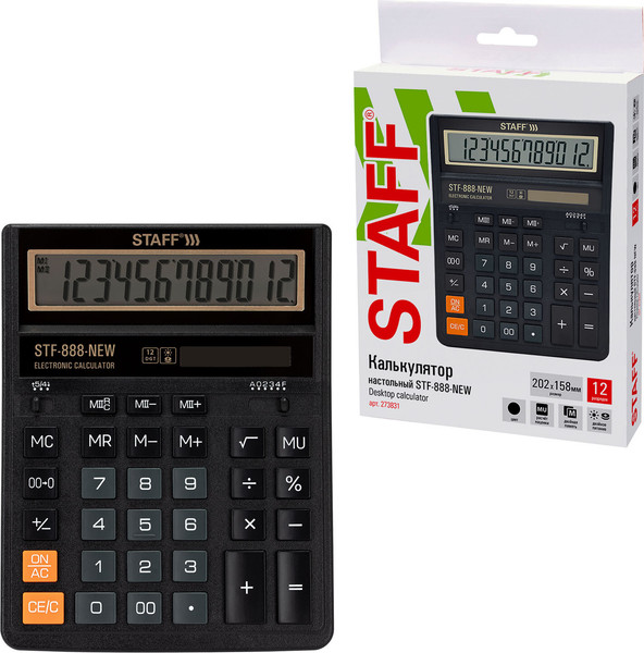 Изображение товара Калькулятор Staff STF-888-New / 273831 (черный)