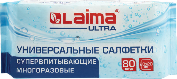 Изображение товара Набор салфеток хозяйственных Laima Супервпитывающие 20х20см / 700993 (80шт)
