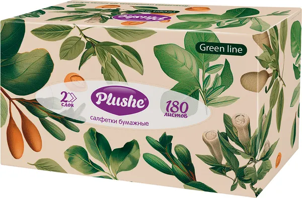 Изображение товара Бумажные салфетки Plushe Green Line 2х-слойные (180шт)