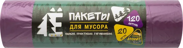Изображение товара Пакеты для мусора Ромашка ЕЛР-ВР-120Ф / 702973 (20шт, 120л, фиолетовый)