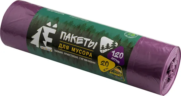 Изображение товара Пакеты для мусора Ромашка ЕЛР-ВР-120Ф / 702973 (20шт, 120л, фиолетовый)