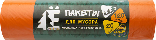 Изображение товара Пакеты для мусора Ромашка ЕЛР-ВР-120О / 702974 (20шт, 120л, оранжевый)