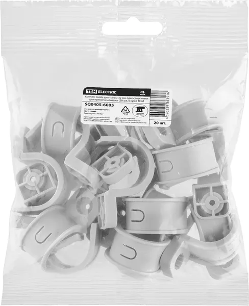 Изображение товара Скоба для трубы TDM SQ0405-6005 (20шт, серый)