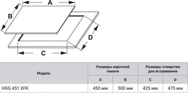 Изображение товара Газовая варочная панель Weissgauff HGG 451 XFK