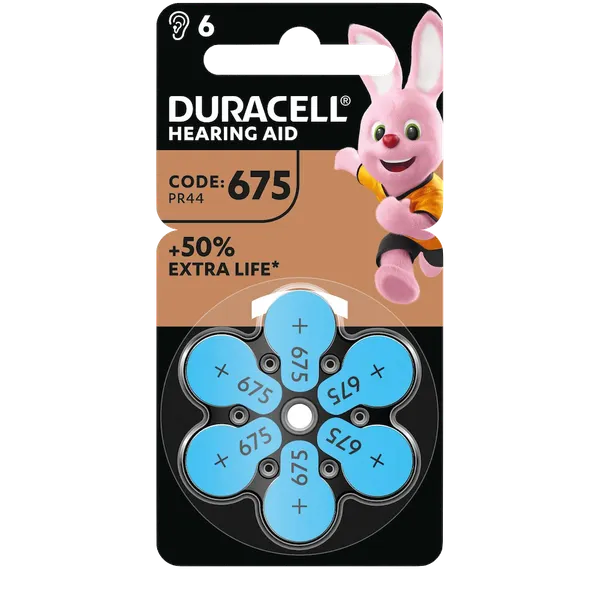 Изображение товара Комплект батареек Duracell 675 +50% Extra Life (6шт)