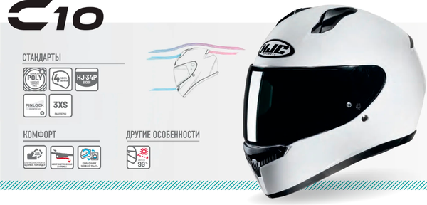 Изображение товара Мотошлем HJC C10 (L, черный)