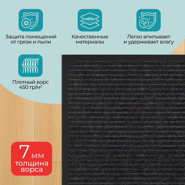 Изображение товара Коврик грязезащитный Primila Extra 701027 (40х60, черный)