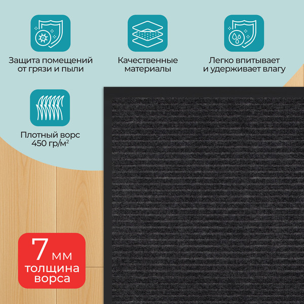 Изображение товара Коврик грязезащитный Primila Extra 701031 (90х150, черный)