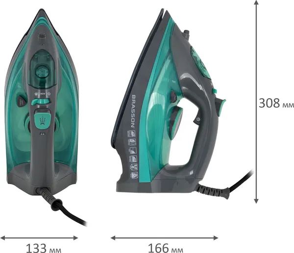 Изображение товара Утюг Brasson SI-2550 (графит/бирюзовый)
