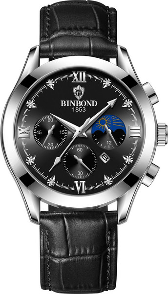 Изображение товара Часы наручные мужские BINBOND B3591 (серебристый/черный)