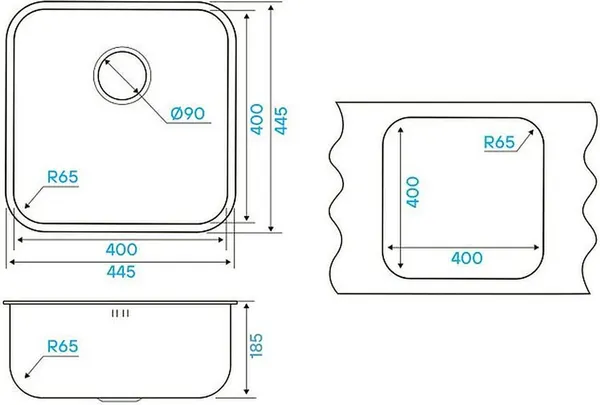 Изображение товара Мойка кухонная KUCHENSTERN Rund 45 / 650SS60 (нержавеющая сталь)