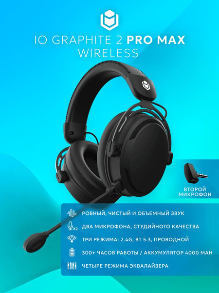 Изображение товара Наушники-гарнитура IO by Red Square Graphite 2 Pro Max Wireless / io372 (черный)