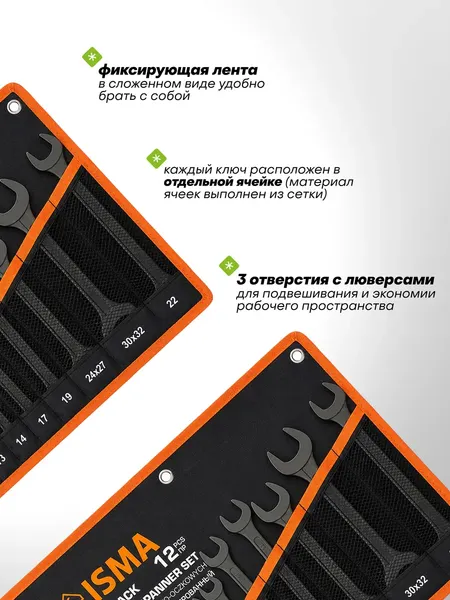 Изображение товара Набор ключей ISMA 5198 Black (68300)