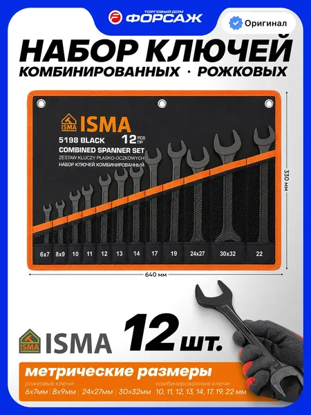 Изображение товара Набор ключей ISMA 5198 Black (68300)