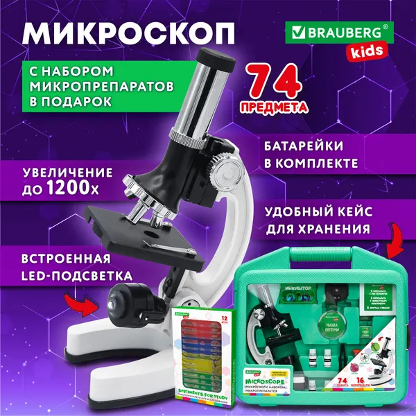 Изображение товара Микроскоп оптический Brauberg Kids / 391399 (в кейсе)