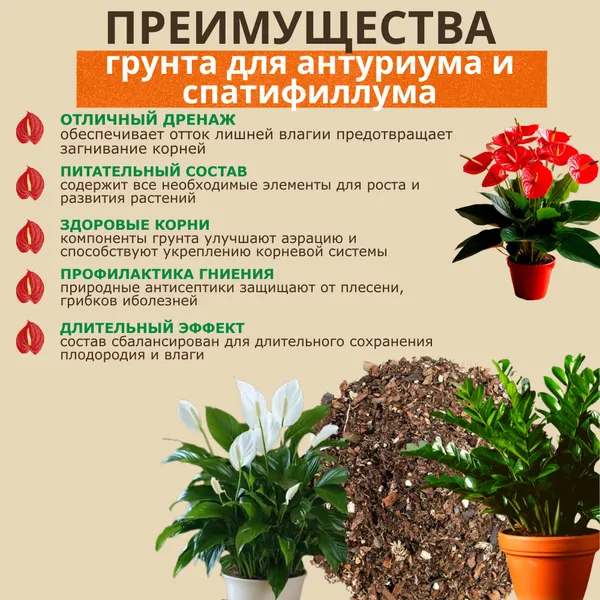 Изображение товара Грунт для растений АгроМульчинг Для антуриума и спатифиллума (5л)