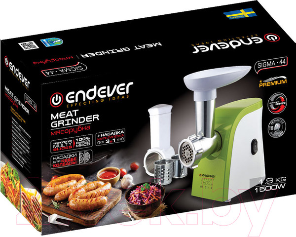 Изображение товара Мясорубка электрическая Endever Sigma 44 (белый/салатовый)
