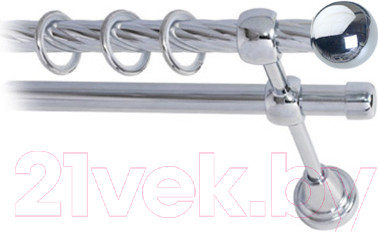 Изображение товара Карниз для штор Lm Decor Шар малый 124 2р витой (хром, 1.6м)