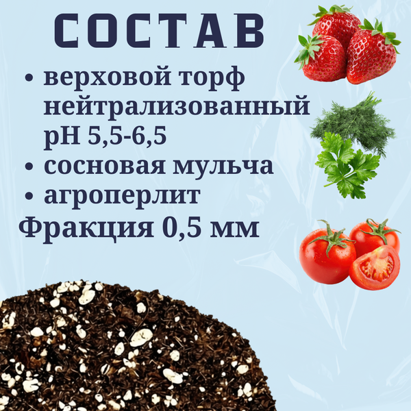 Изображение товара Субстрат АгроМульчинг Торфяной нейтрализованный универсальный ph 5.5-6.5 (50л)
