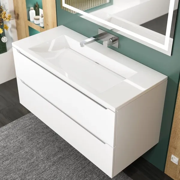 Изображение товара Умывальник Uperwood Infinity 100 без отверстия для смесителя (белый глянцевый)