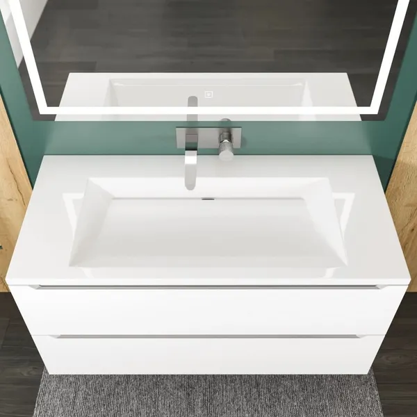 Изображение товара Умывальник Uperwood Infinity 100 без отверстия для смесителя (белый глянцевый)