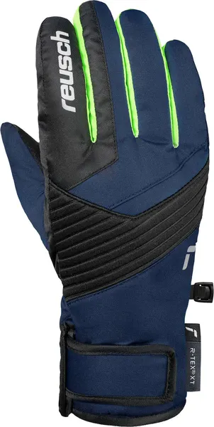 Изображение товара Перчатки лыжные Reusch Dan R-Tex XT / 6561213-7712 (р.5, Black/Dress Blue/Neon Green)