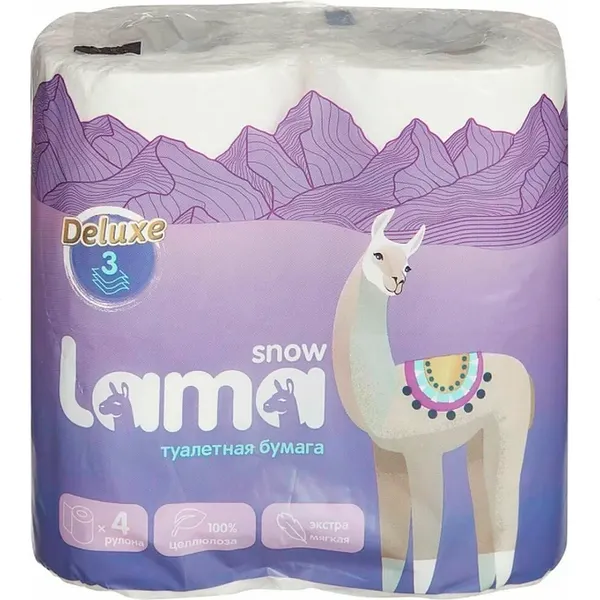 Изображение товара Туалетная бумага Snow Lama с тиснением и ароматом амбра-ваниль 3 слоя (4рул)