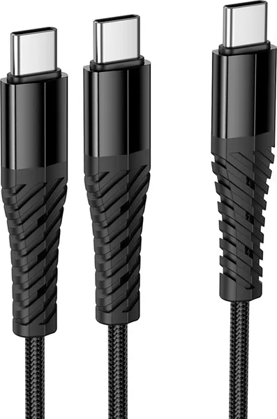 Изображение товара Кабель Hoco X123 Victory 2-в-1 USB-C to USB-C + USB-C (черный)