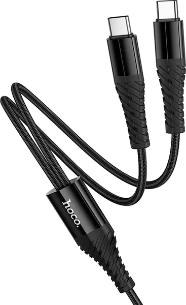 Изображение товара Кабель Hoco X123 Victory 2-в-1 USB-C to USB-C + USB-C (черный)