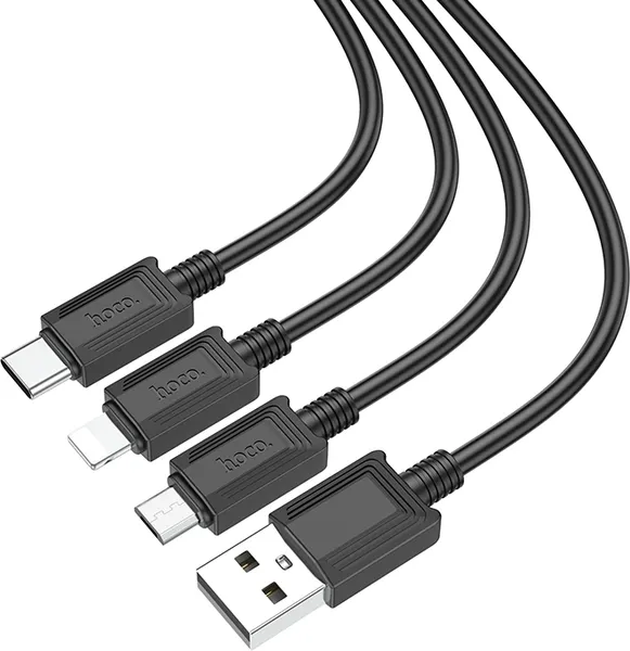 Изображение товара Кабель Hoco X74 3-в-1 iP+Micro+Type-C (черный)