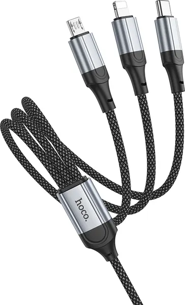 Изображение товара Кабель Hoco X102 Fresh 3-в-1 iP+Micro+Type-C (черный)