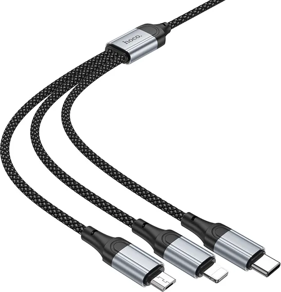 Изображение товара Кабель Hoco X102 Fresh 3-в-1 iP+Micro+Type-C (черный)