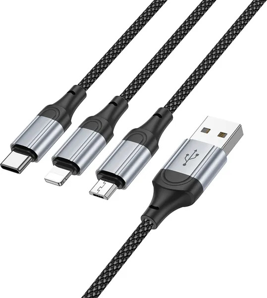 Изображение товара Кабель Hoco X102 Fresh 3-в-1 iP+Micro+Type-C (черный)
