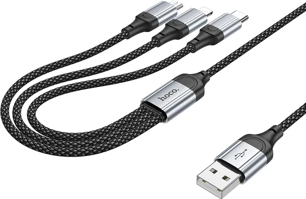 Изображение товара Кабель Hoco X102 Fresh 3-в-1 iP+Micro+Type-C (черный)