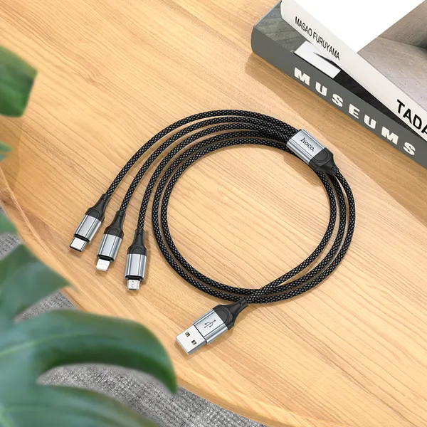 Изображение товара Кабель Hoco X102 Fresh 3-в-1 iP+Micro+Type-C (черный)
