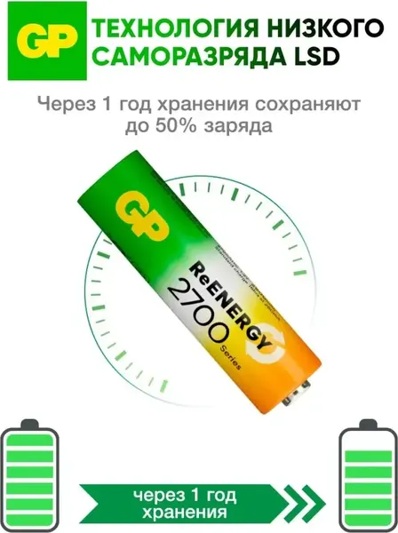 Изображение товара Комплект аккумуляторов GP Batteries GP270AAHCRGY-2CRCB2 (2шт)