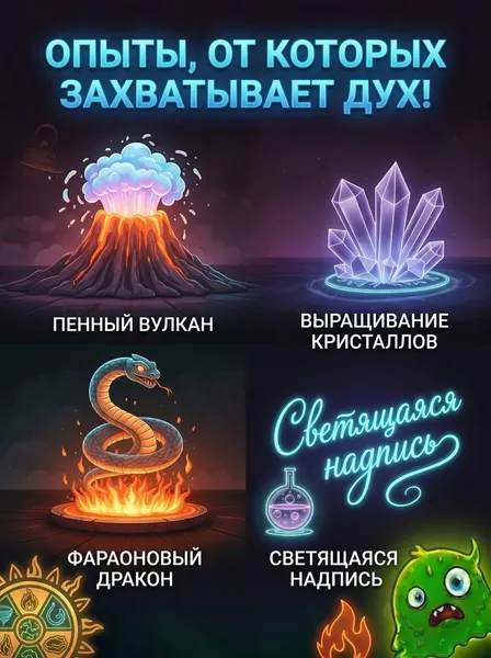 Изображение товара Набор для опытов Kristi Hobby Магические опыты. Сенсорная лаборатория 40 в 1